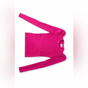 Dreamers by Debut Ribbed Puff Sleeve Sweater Top Pink Women’s Large